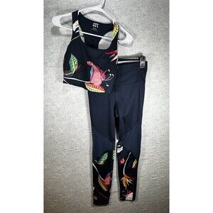 JOYLAB Navy Blue Floral MeshYoga Active Leggings and top Small / XS